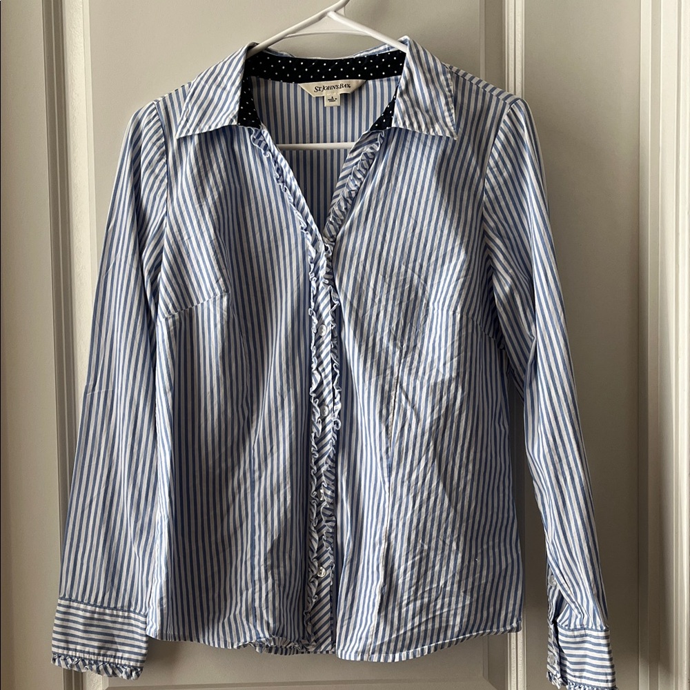 St. John's Bay Blue and White Striped Shirt